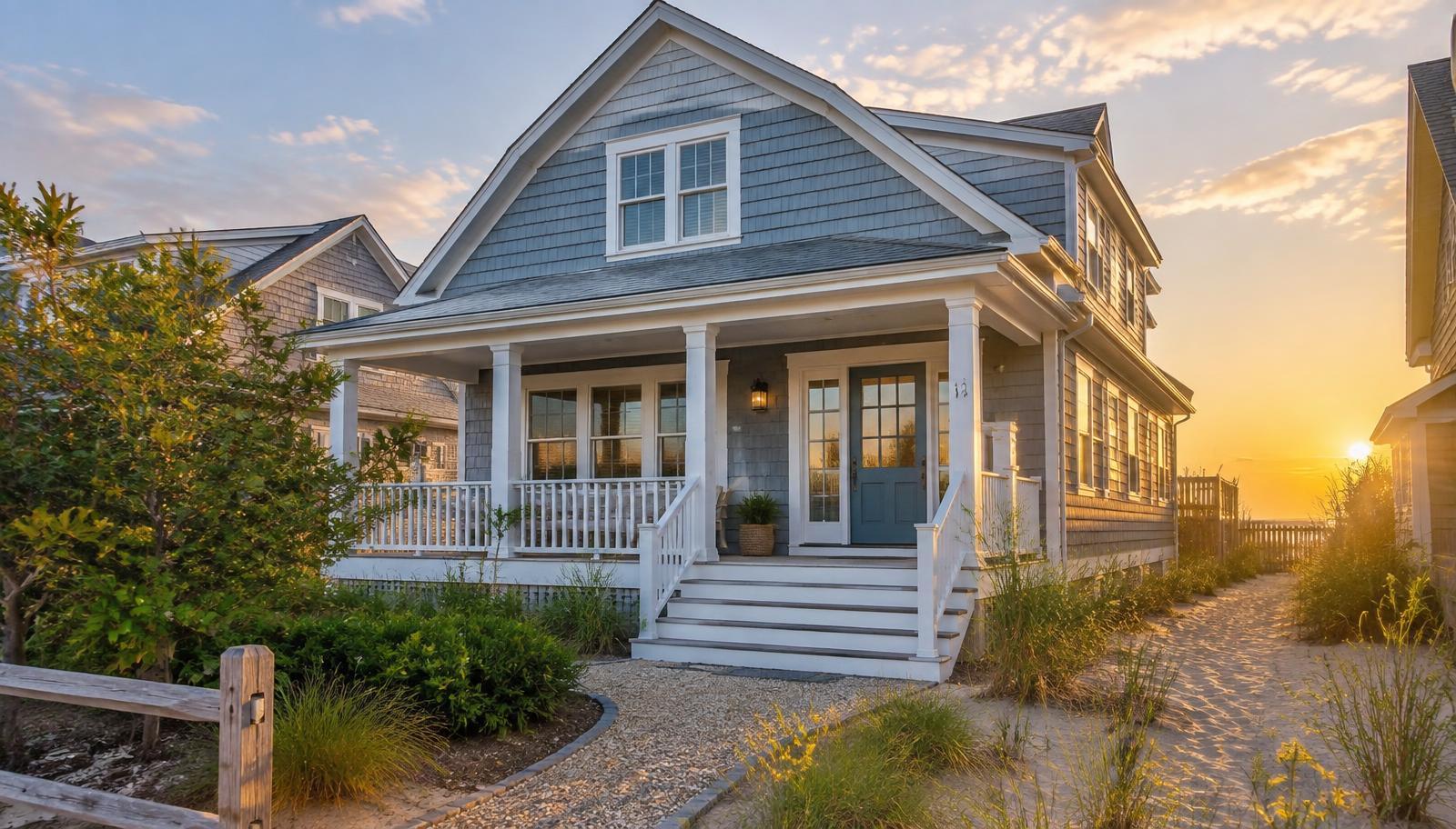 A remodeled coastal Delaware home at golden hour